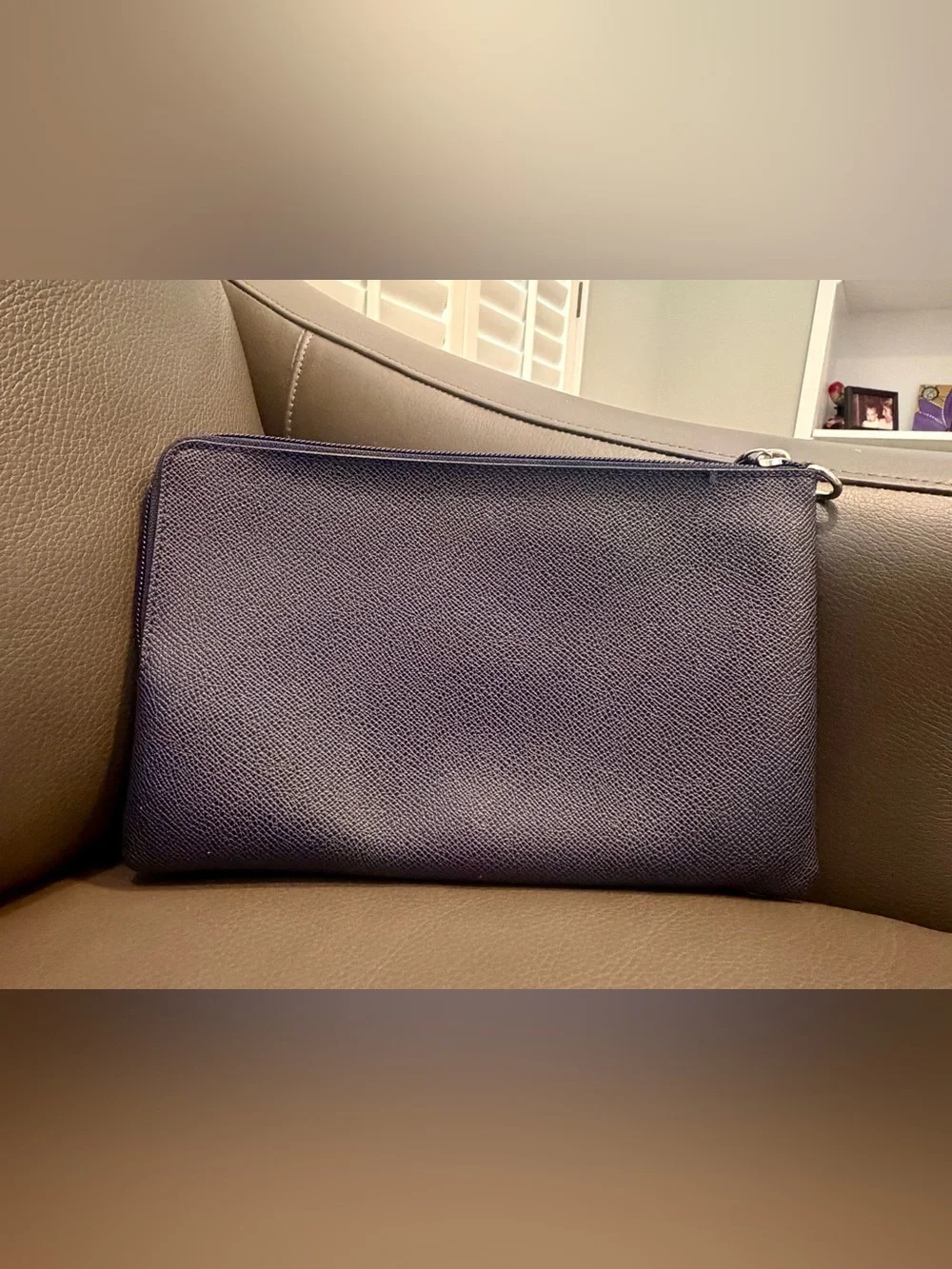 COACH Navy Leather Storybook Clutch/Pouch